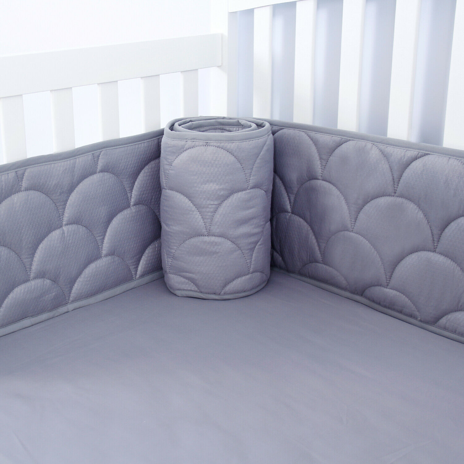 Baby Breathable Crib Bumper Pad Protector Crib Padded Liners 4pcs 52" X 28" Gray